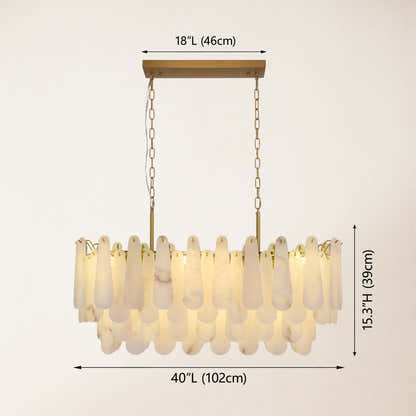 Caldera Alabaster Rectangular Chandelier 40"