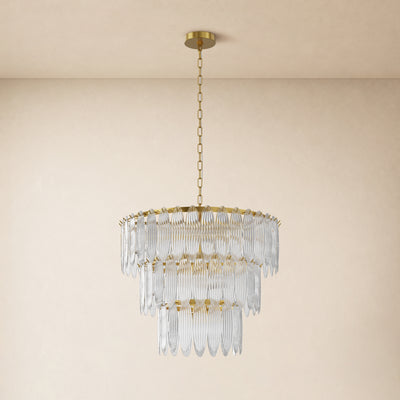 Ardelyne Glass Three-Tier Round Chandelier 26-38"D 
