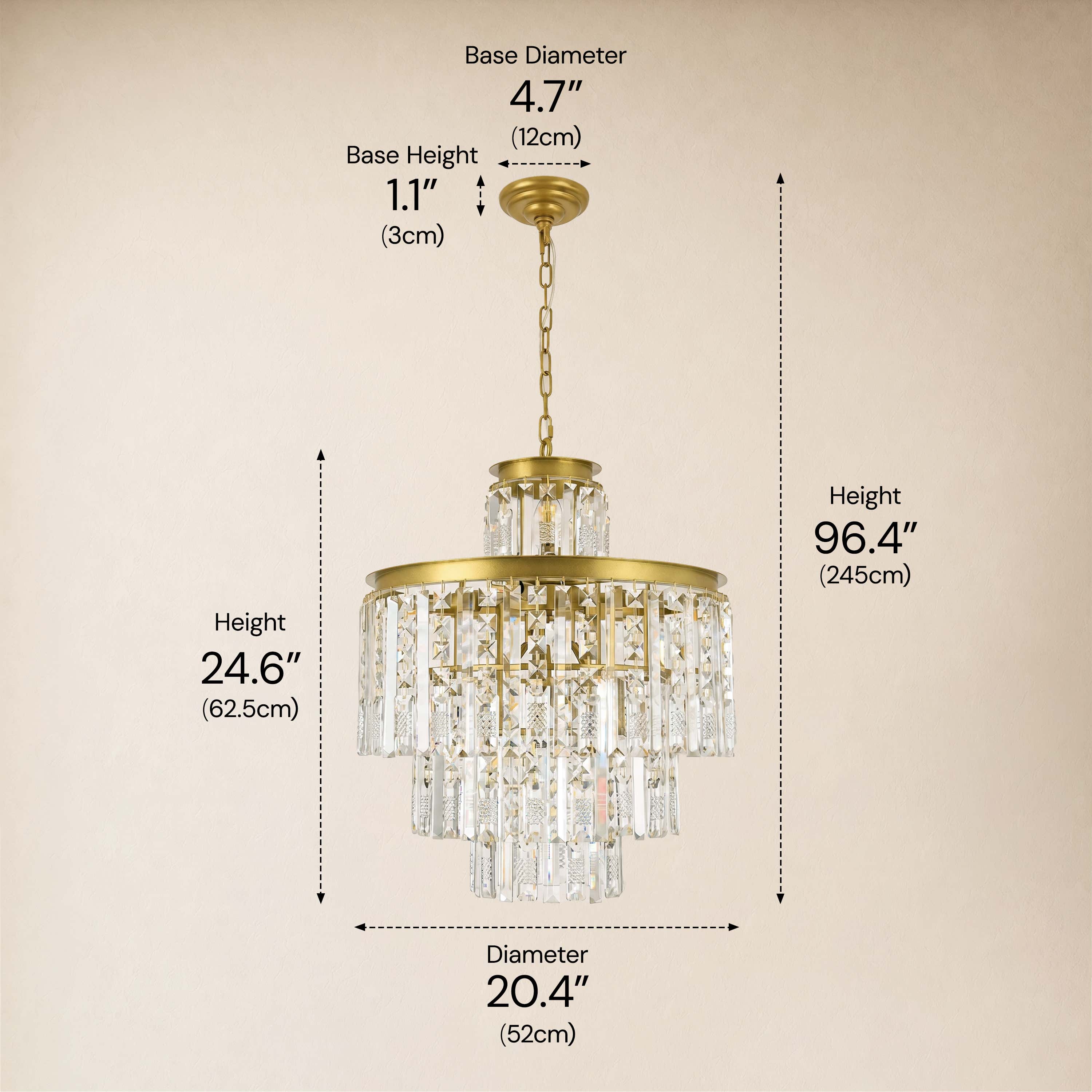 Lucentra Crystal Tiered Round Pendant 20"D