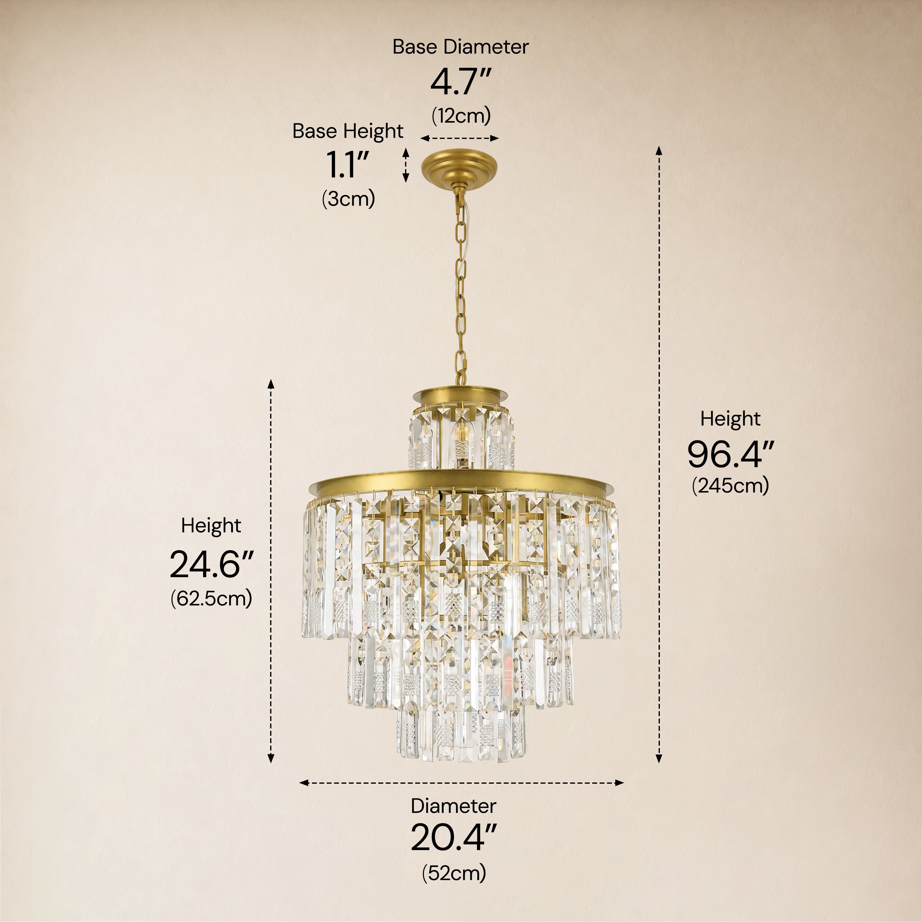 Lucentra Crystal Tiered Round Pendant 20"D