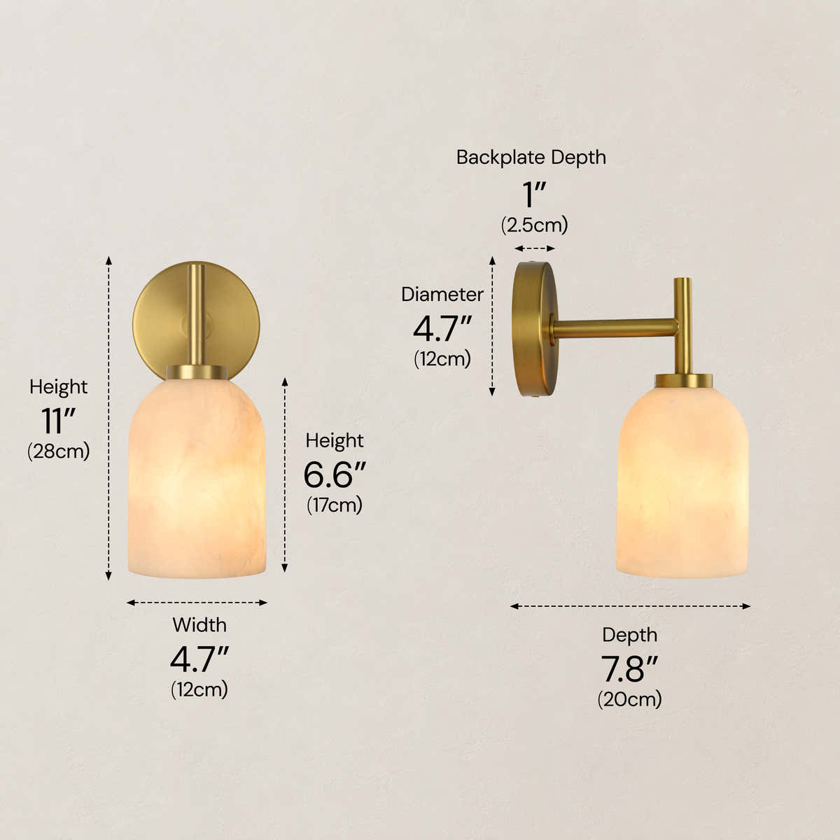 Axis Resin Dome Wall Sconce 11"H dimensions 1