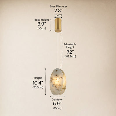 Pietra Landscape Marble Oval Pendant Light 5.9"D