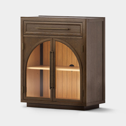 Alvar Arched 32" Oak Storage Cabinet with Drawers
