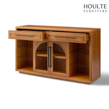 Alvar Oak Arched Glass Sideboard 63"W