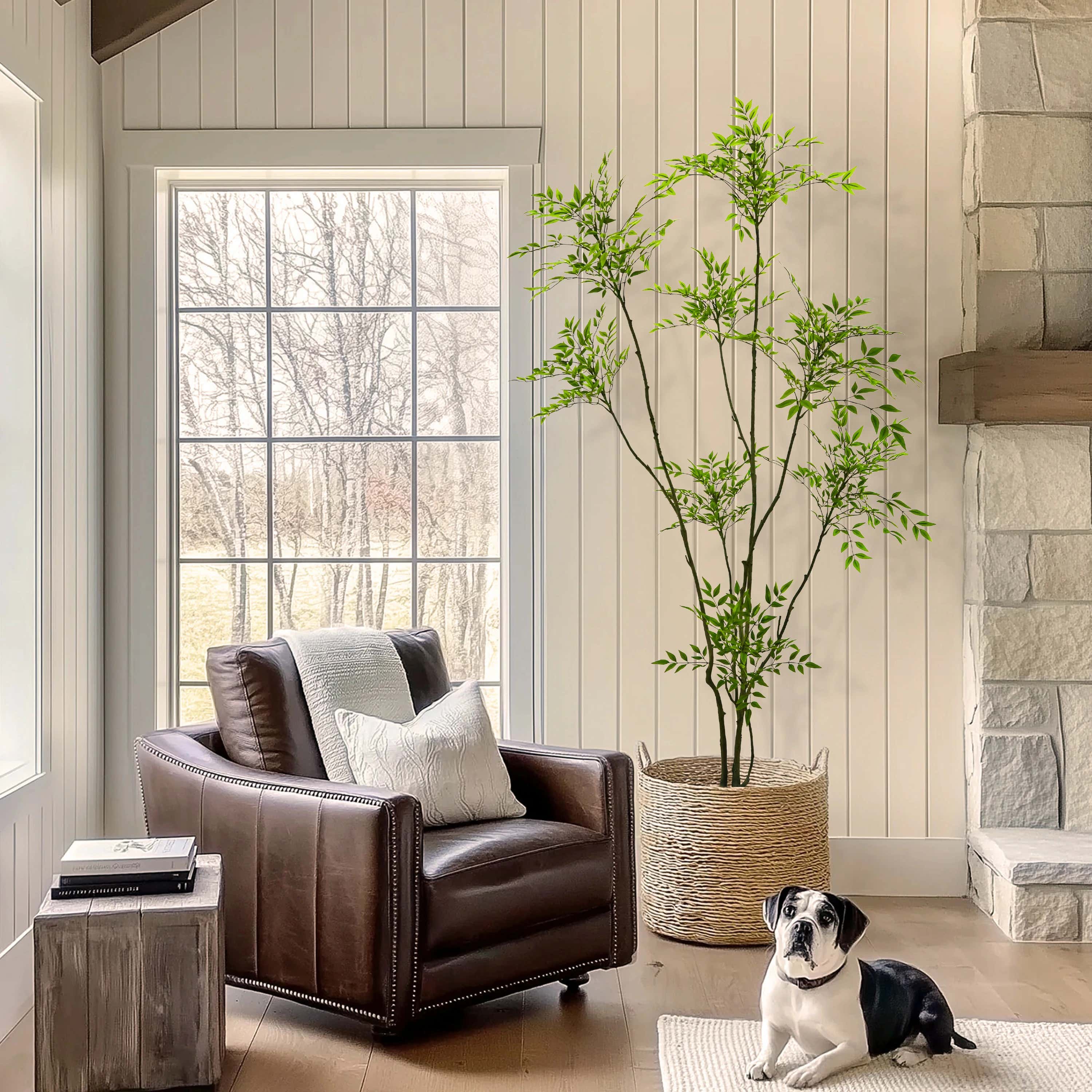 Faux Nandina Tree 83"H