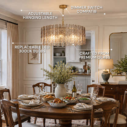 Tavelle Textured Glass Round Chandelier 24" 30"D