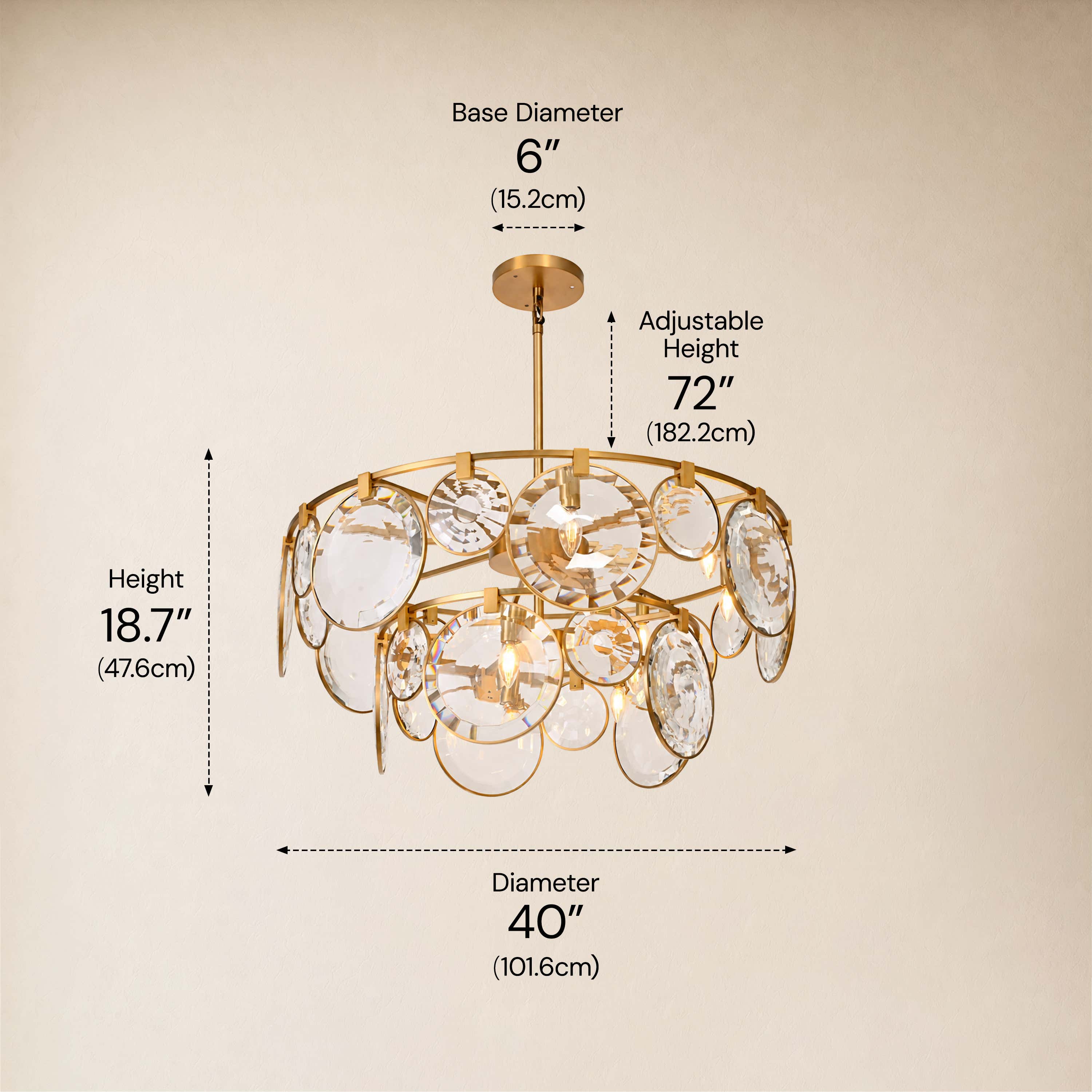 Lucentia Crystal Disc Round Chandelier 40"D