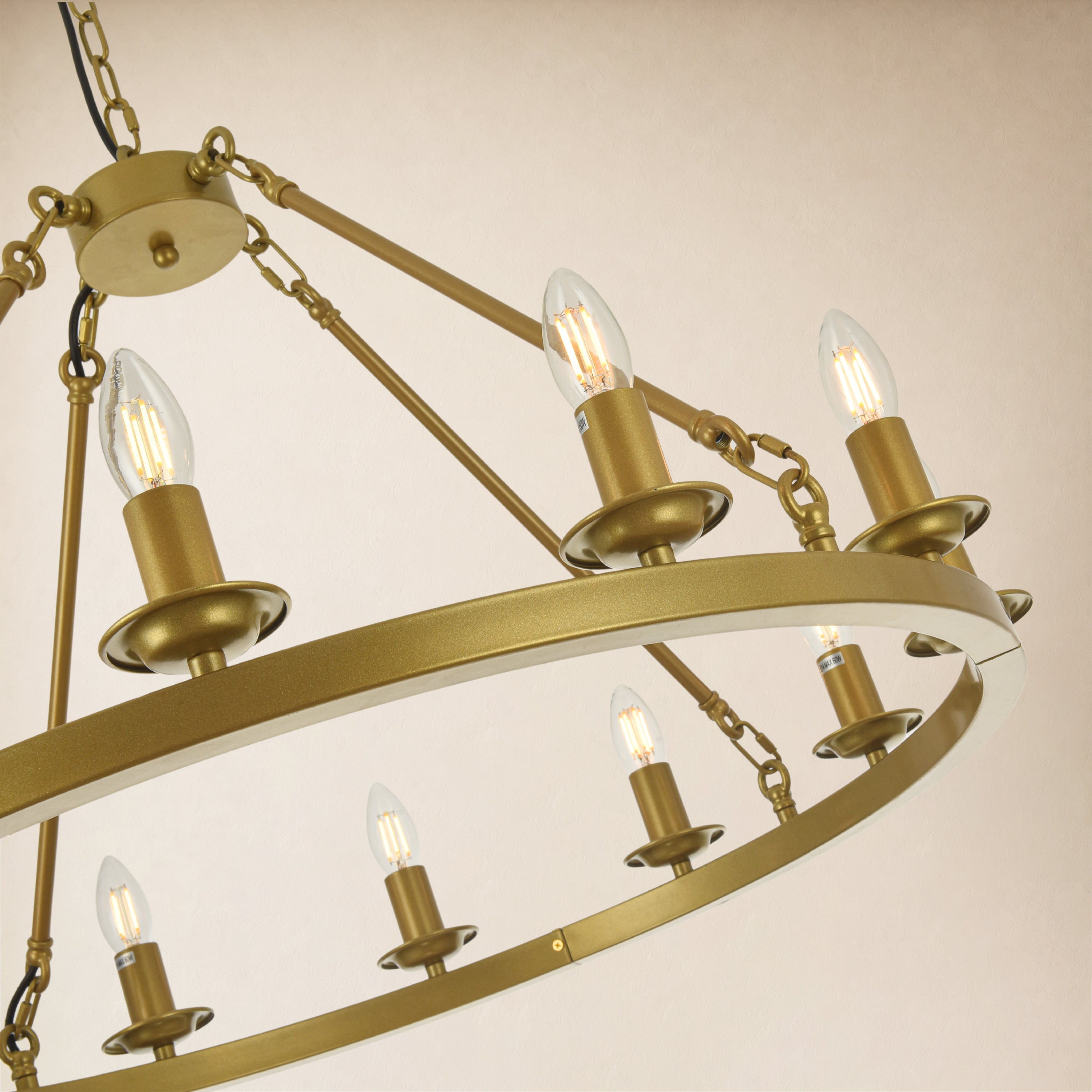 Wagon Wheel Candle Round Chandelier 31"D