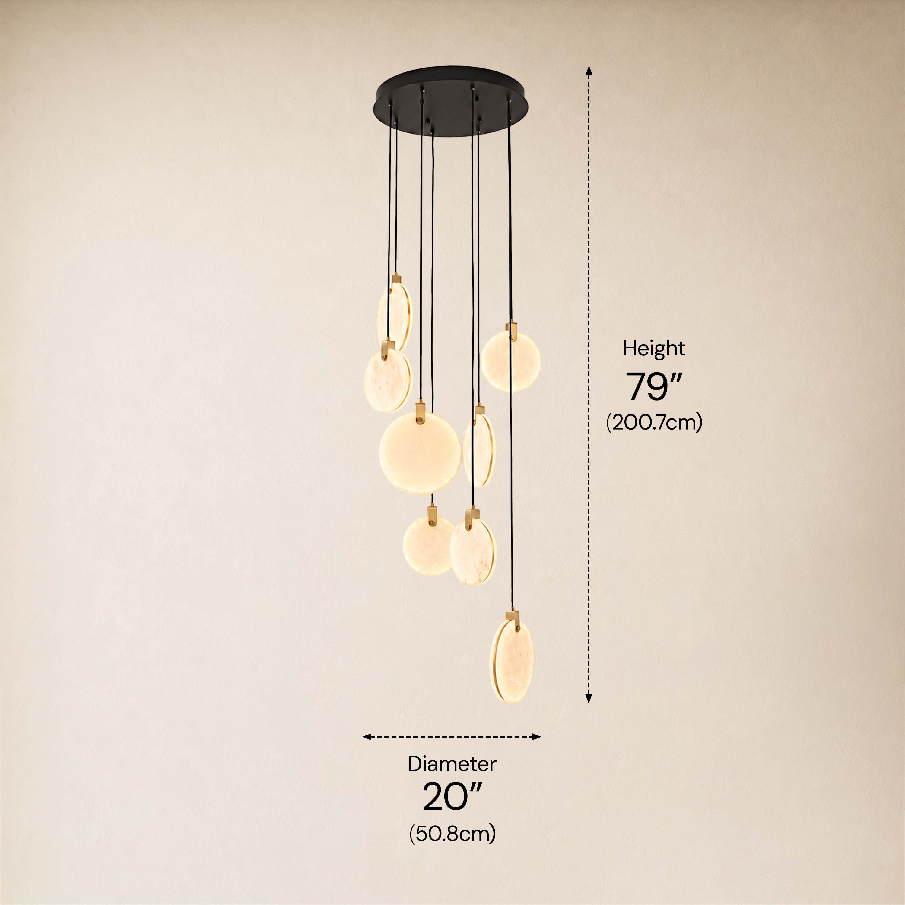 Orbelis Alabaster Round Multi-Light Chandelier 20"D