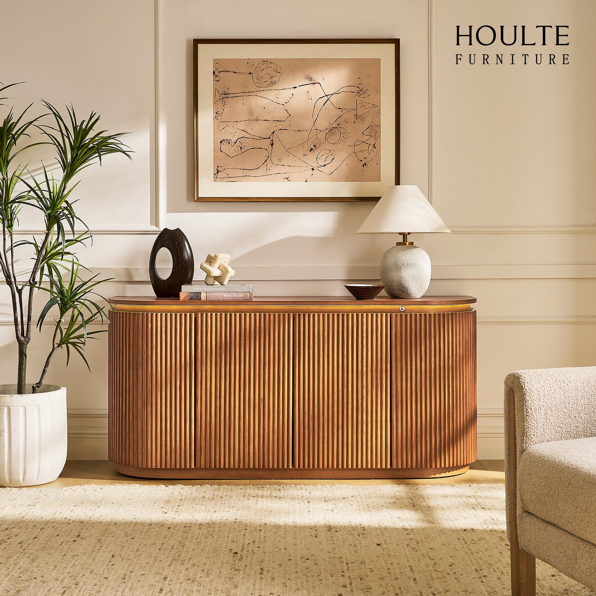 Ewan Oak Media Console And Sideboard Set