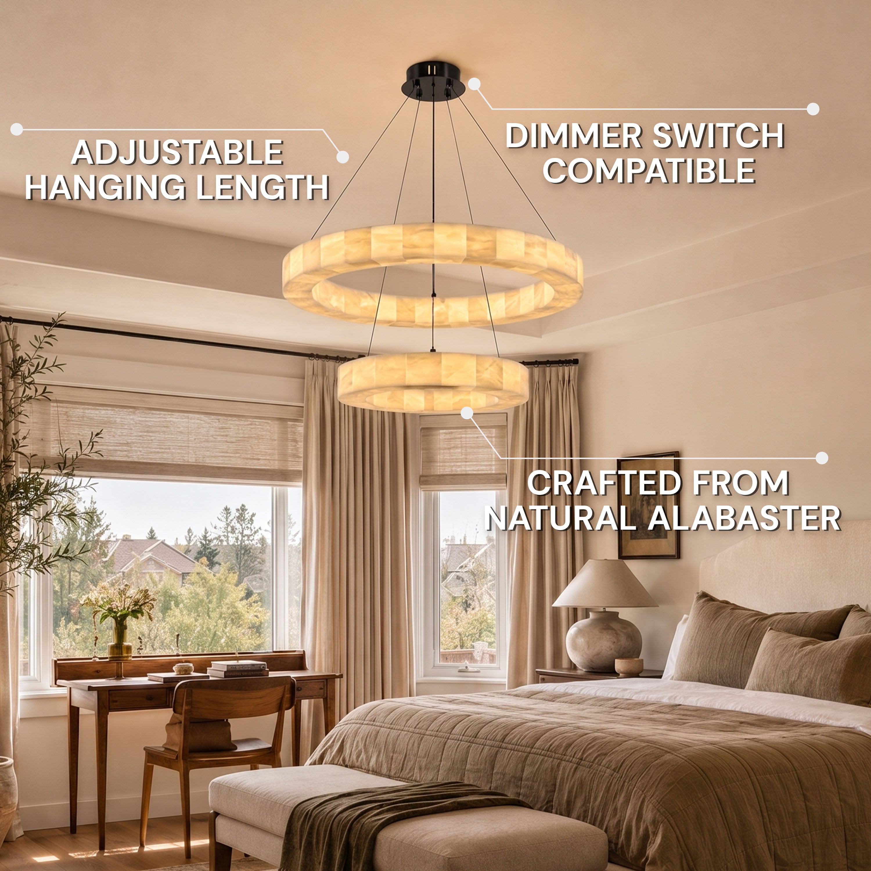 Soluna Alabaster 2 Tiered Custom Round Chandelier
