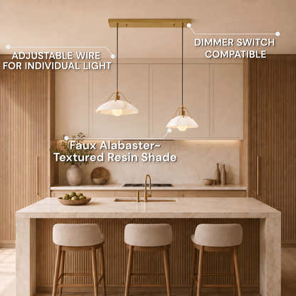 Aurevyn Resin Resin Alabaster Texture Multi-Light Linear Pendant
