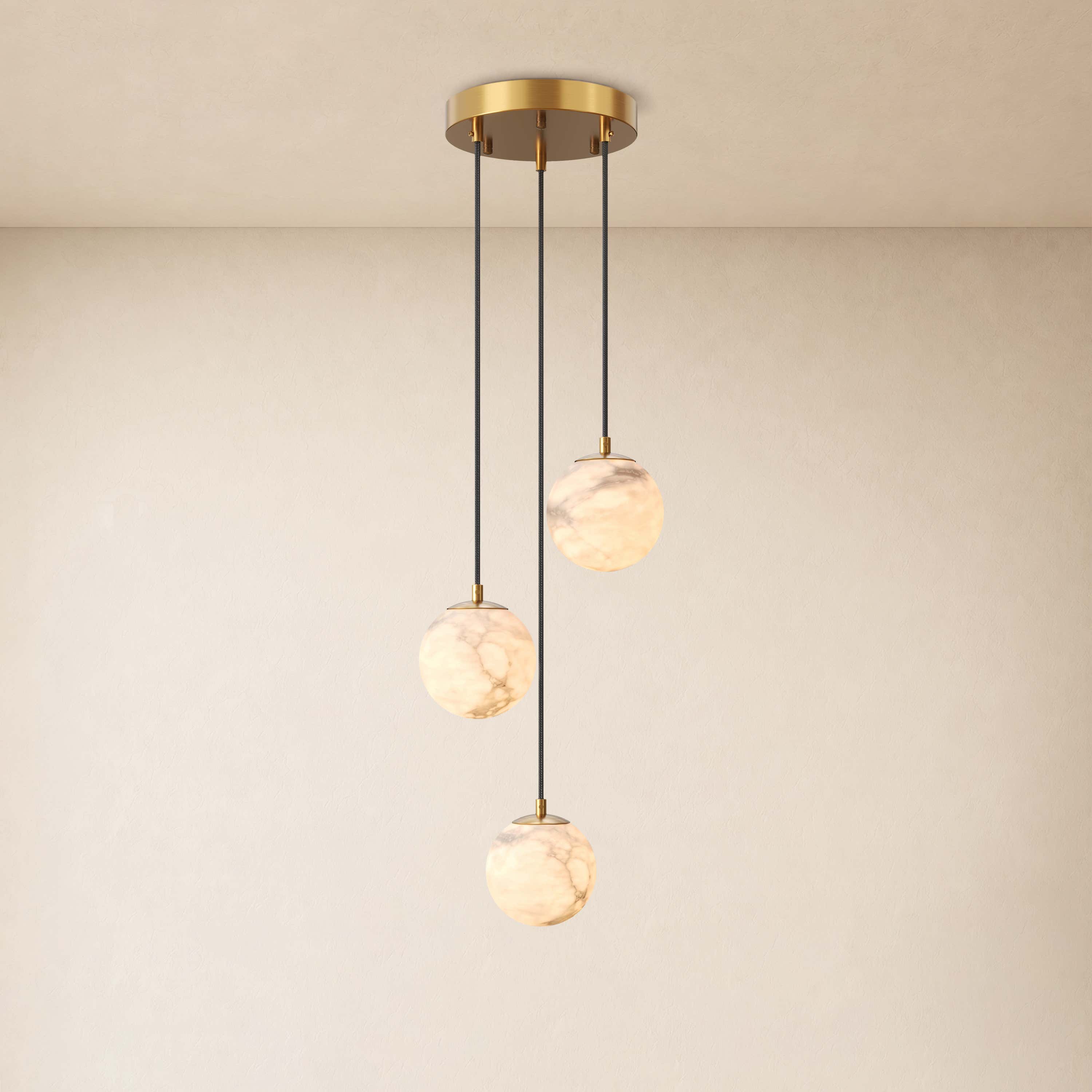 Solindra Resin Alabaster Texture Globe Cascade Chandelier