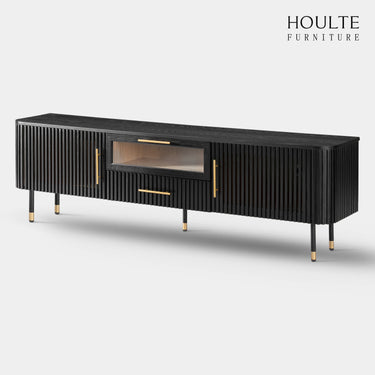 Ewan Oak Media Console and Cabinet Set