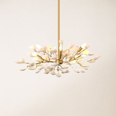 Twilight Branches Ceramic Ginkgo Chandelier 25.6"D