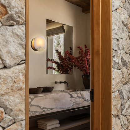 Egwent Alabaster Brass Sconce 10"D