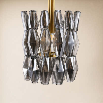 Celestial Drop Glass Cylinder Chandelier 11.8"D