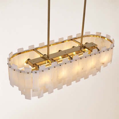 Nivislight Alabaster 2-Tier Rectangular Chandelier 40"D
