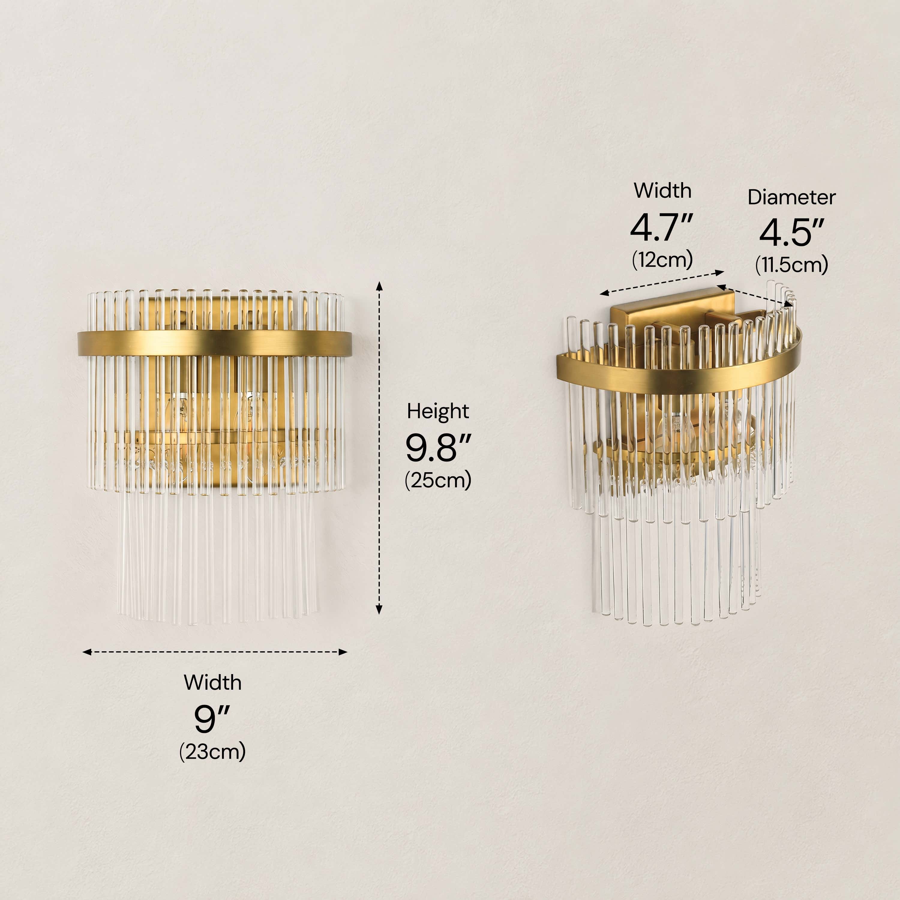 Virellune Glass Rod Half-Round Wall Sconce 9"W