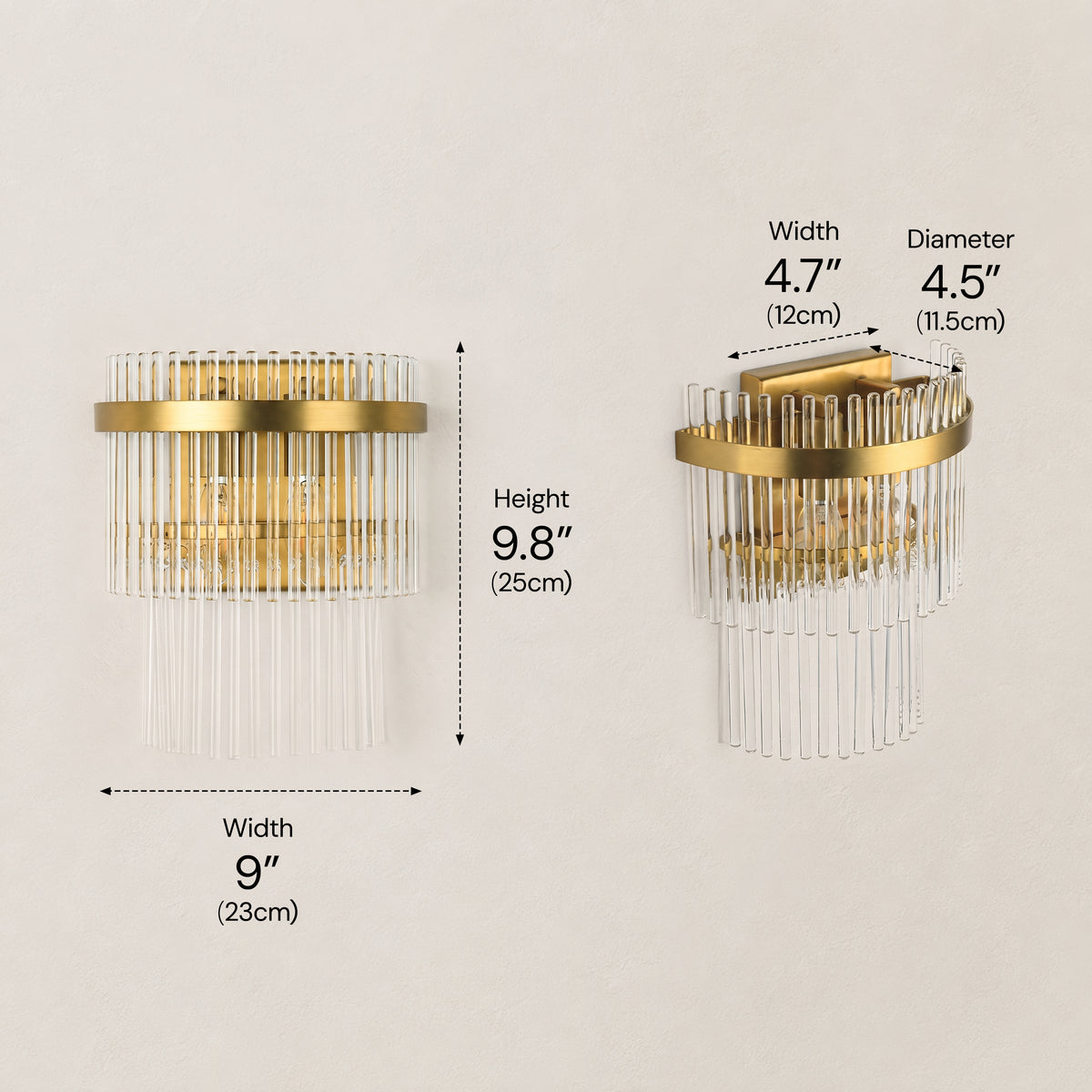 Virellune Glass Rod Half-Round Wall Sconce 9"W