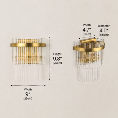 Virellune Glass Rod Half-Round Wall Sconce 9"W