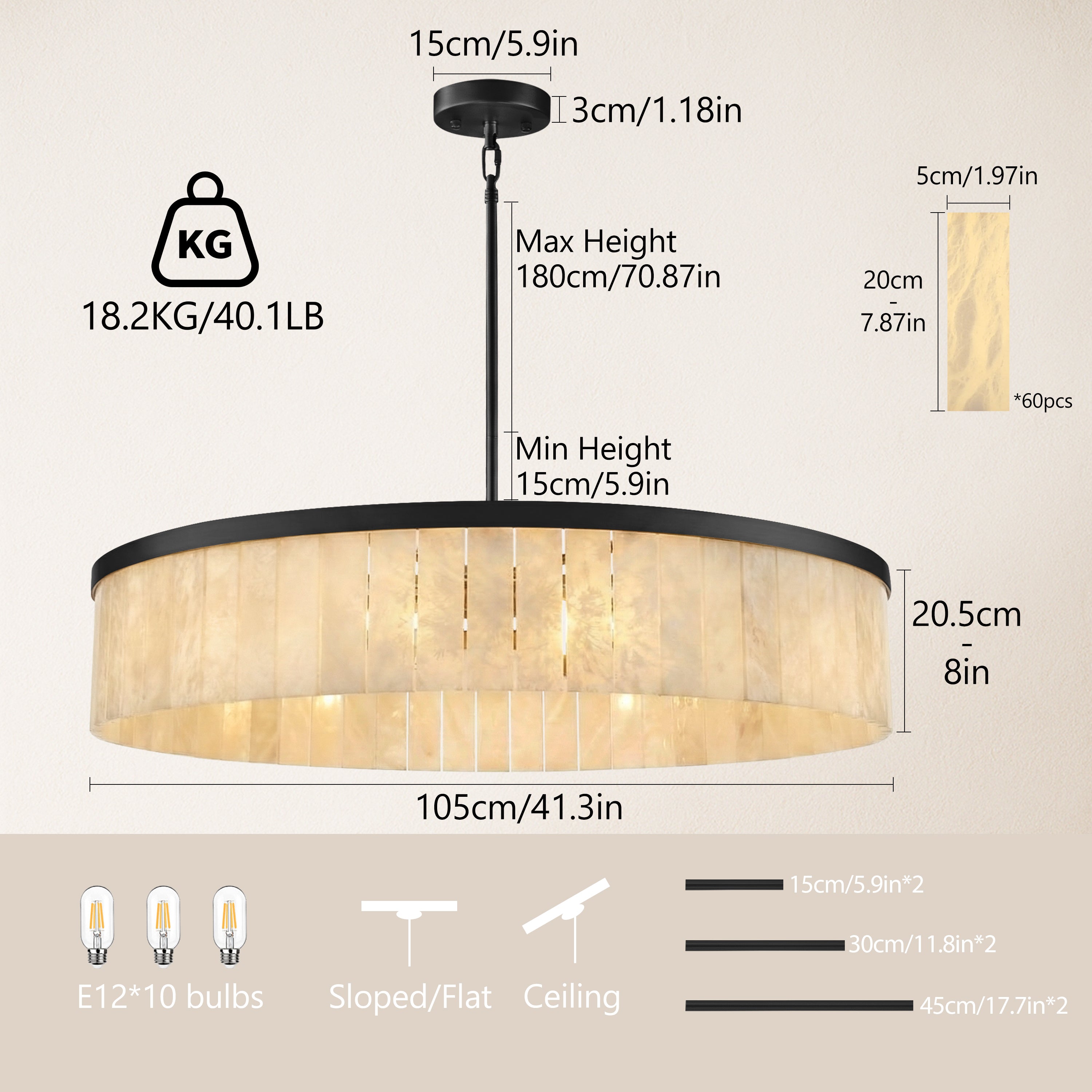 Solmare Alabaster Round Chandelier 41.3"D