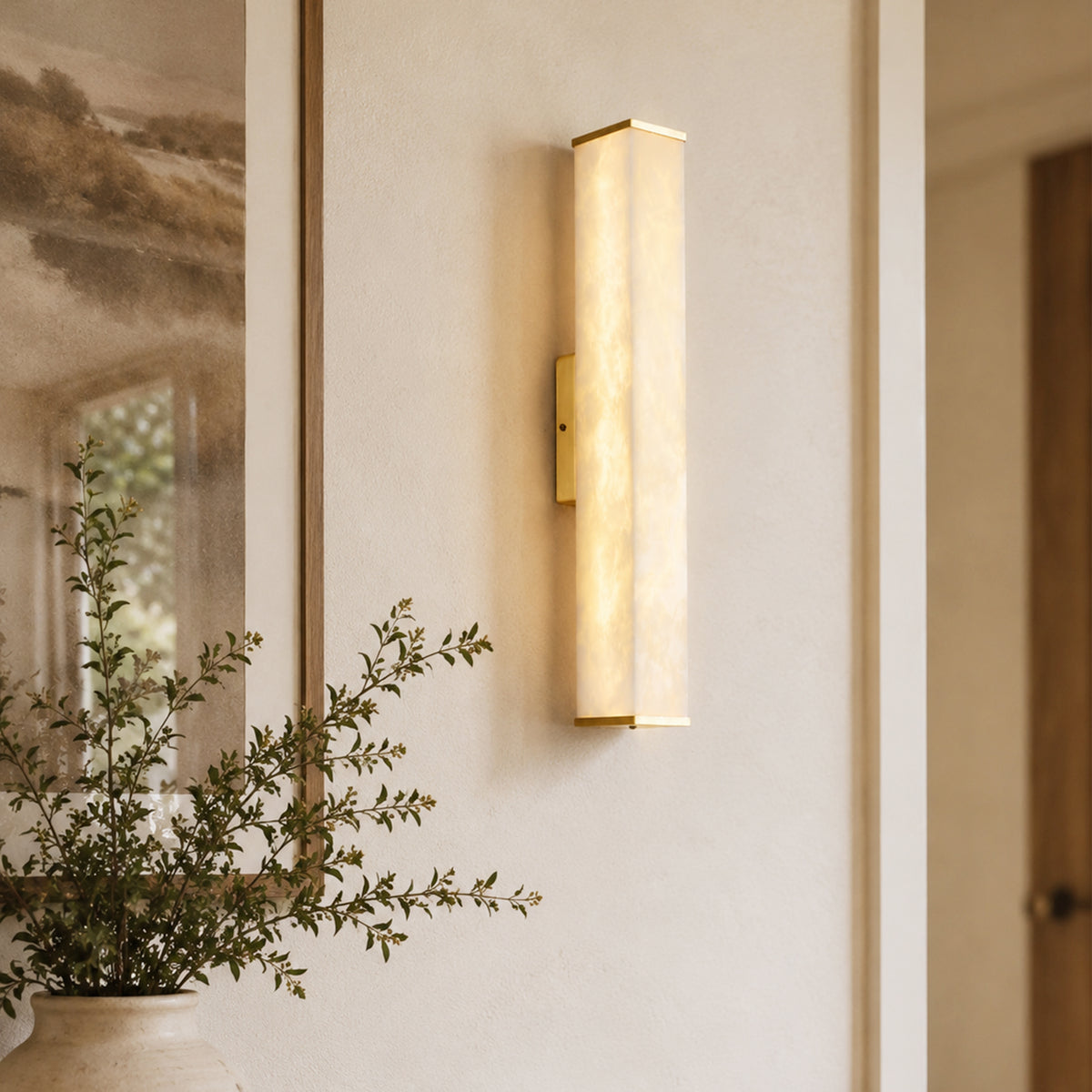 Valoria Alabaster Rectangular Wall Sconce