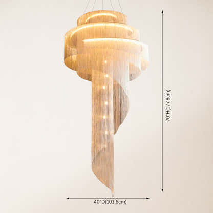 Teresa Cadena Metal Chain Tassel Entryway Chandelier 40"D