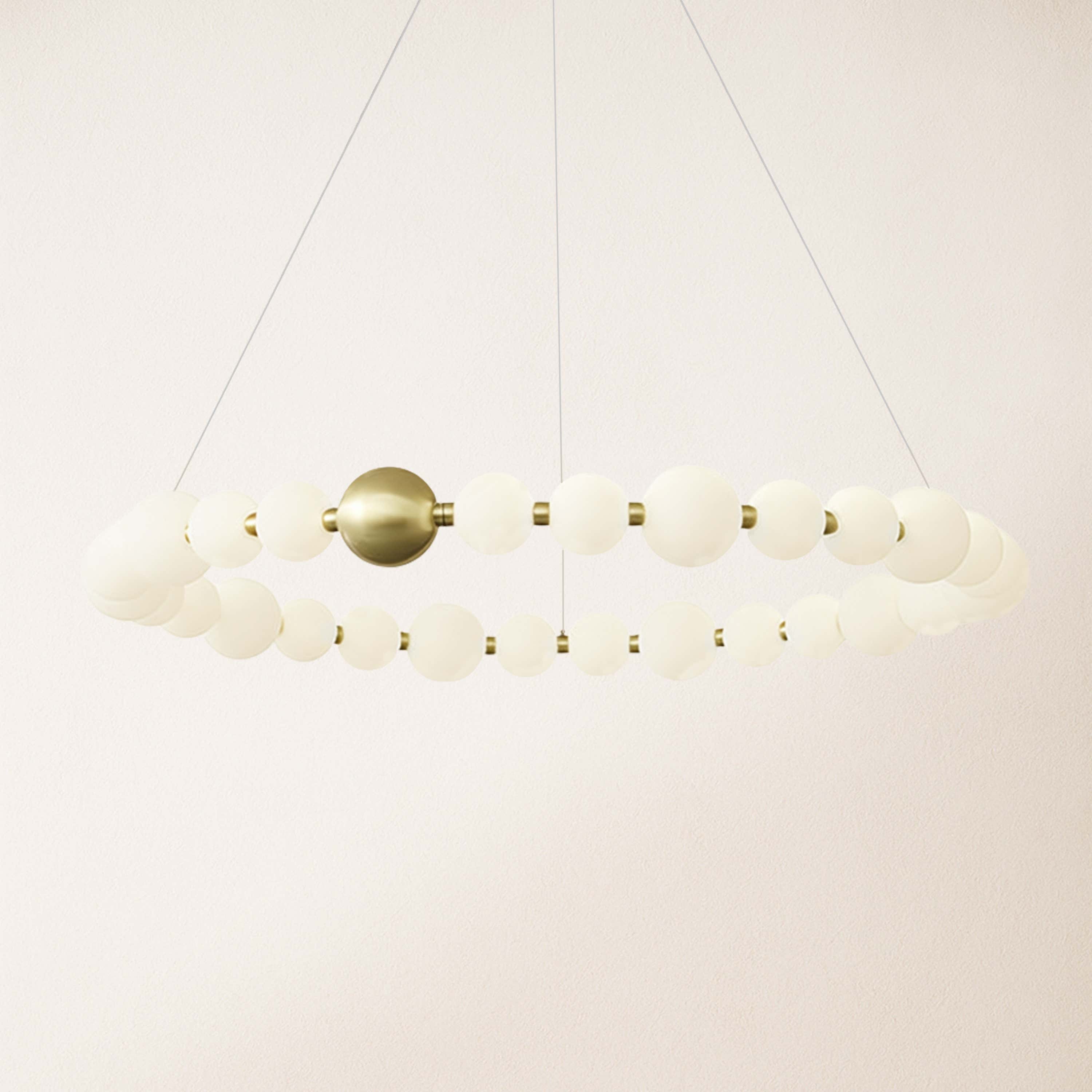 Velora Pearl Bead Round Chandelier 40"D