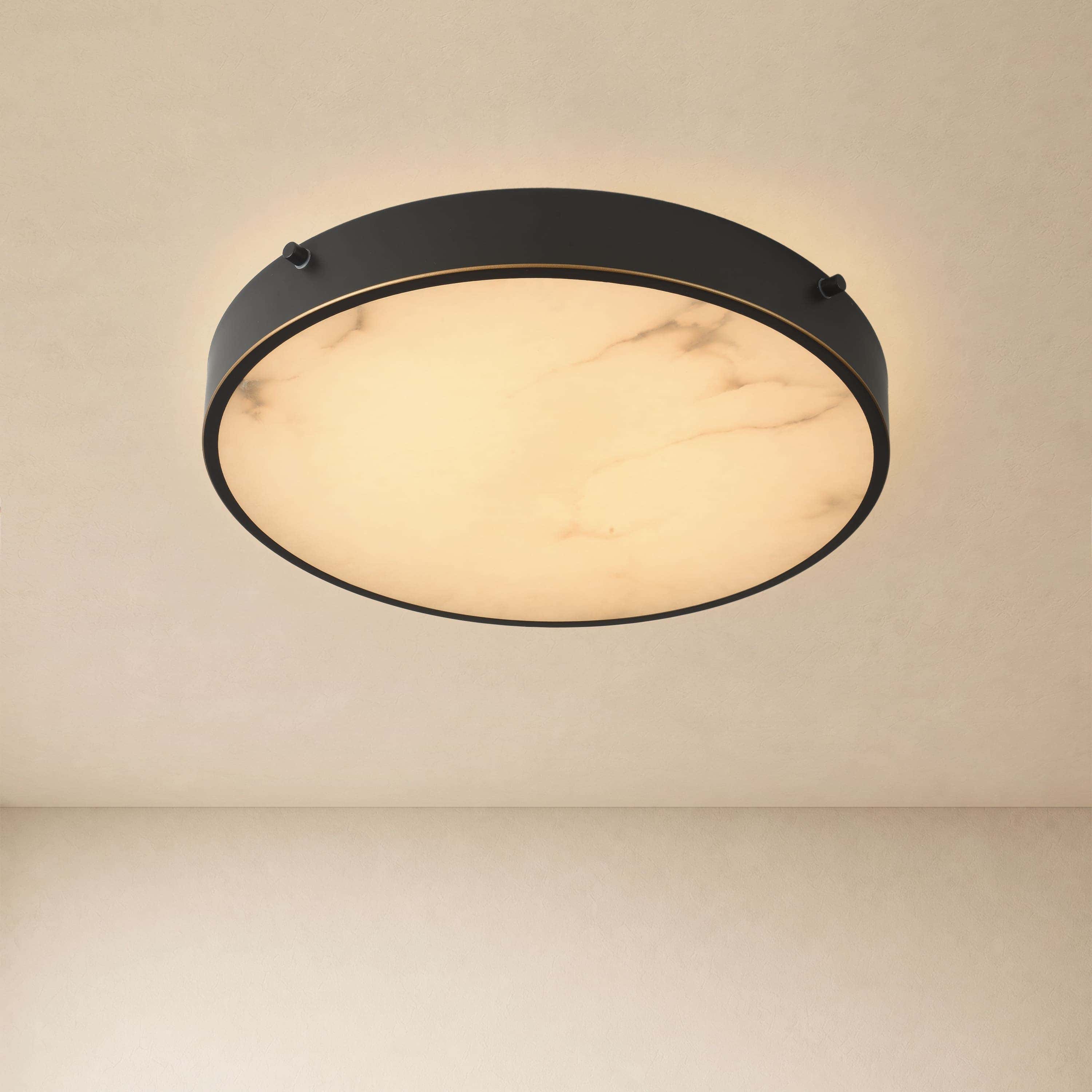Roselyn Alabaster Round Flush Mount 16"D