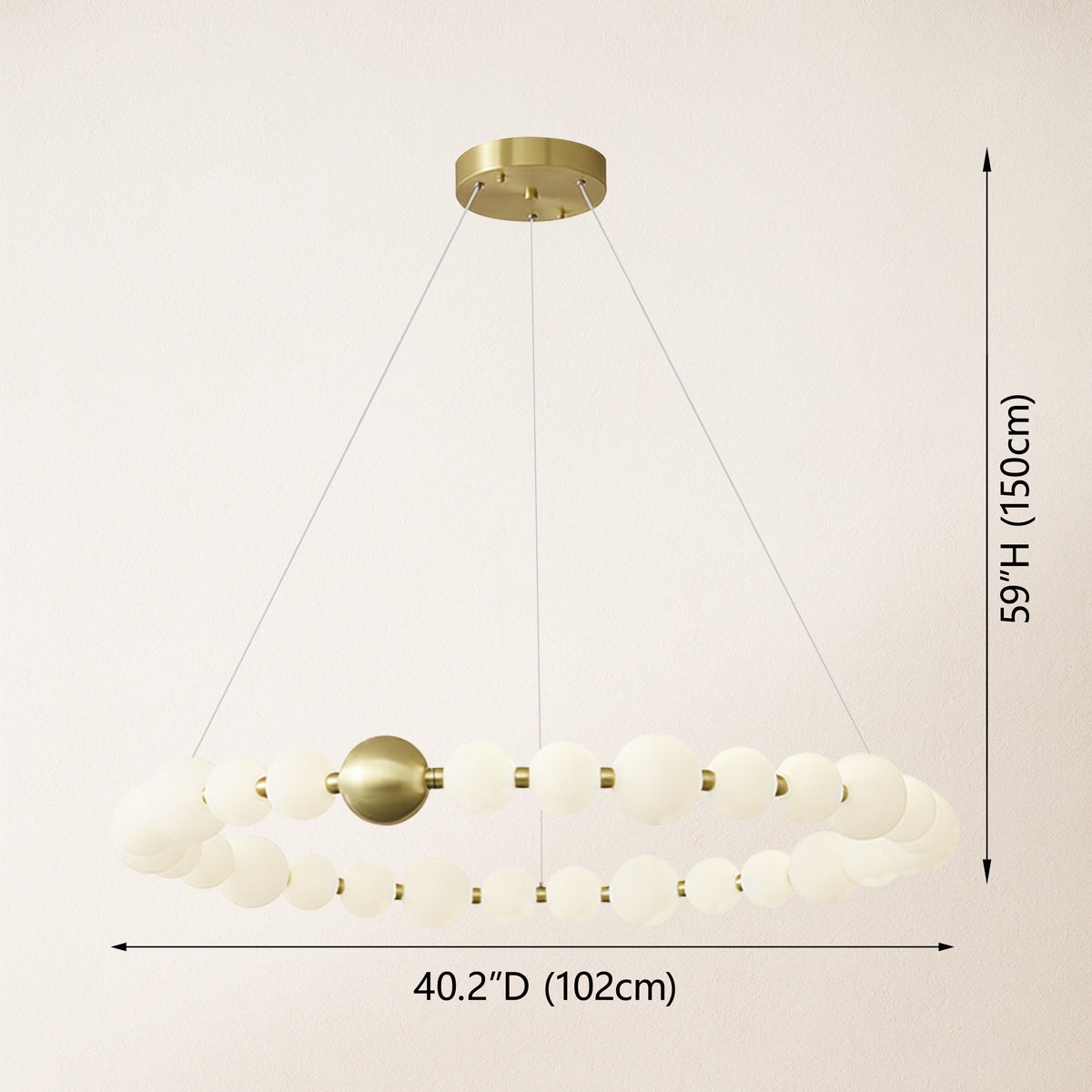 Velora Pearl Bead Round Chandelier 40"D