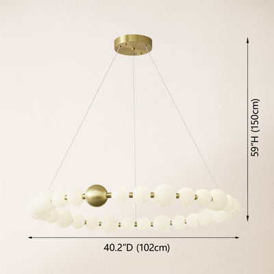 Velora Pearl Bead Round Chandelier 40"D