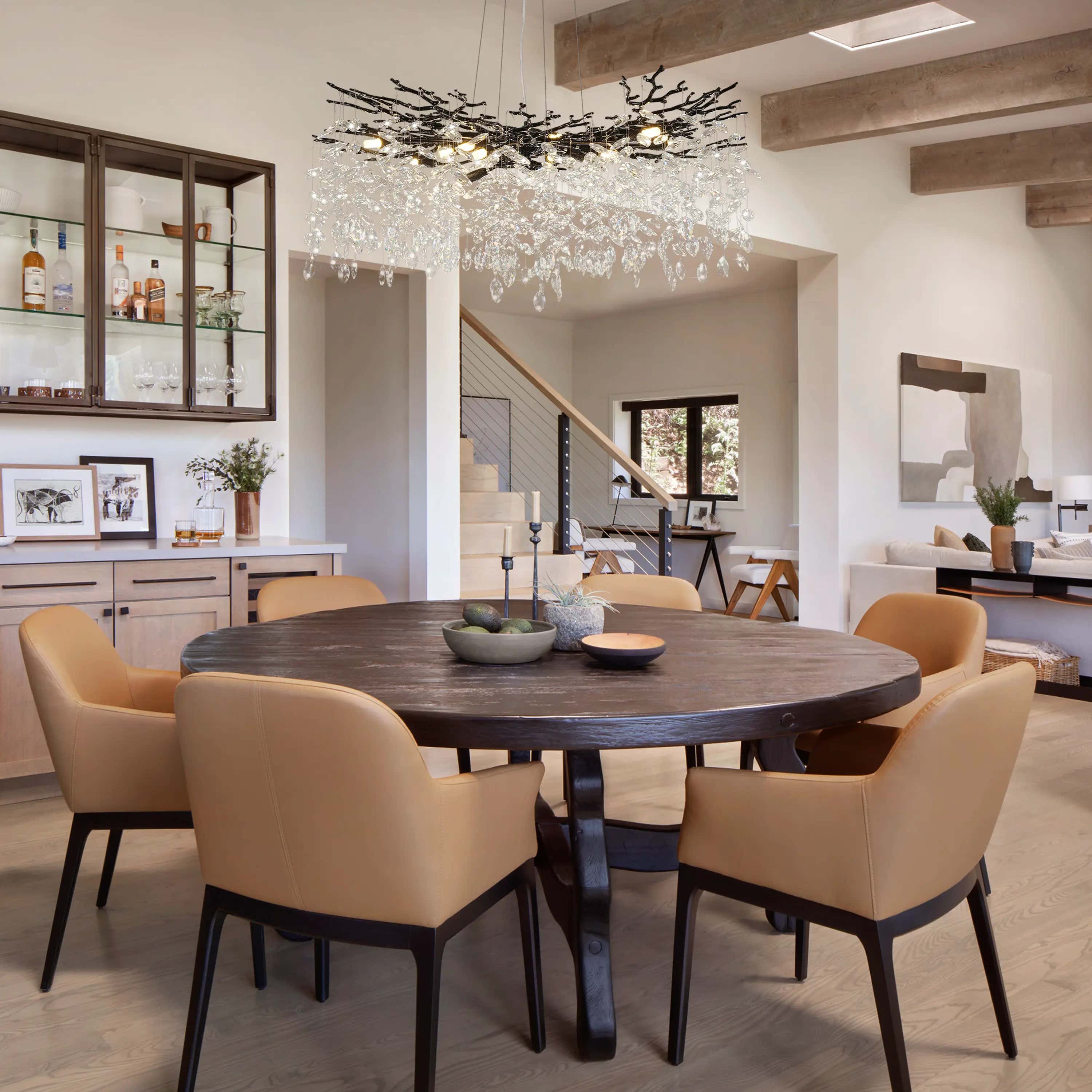 Frostleaf Crystal Cascade Branch Round Chandelier 40"D