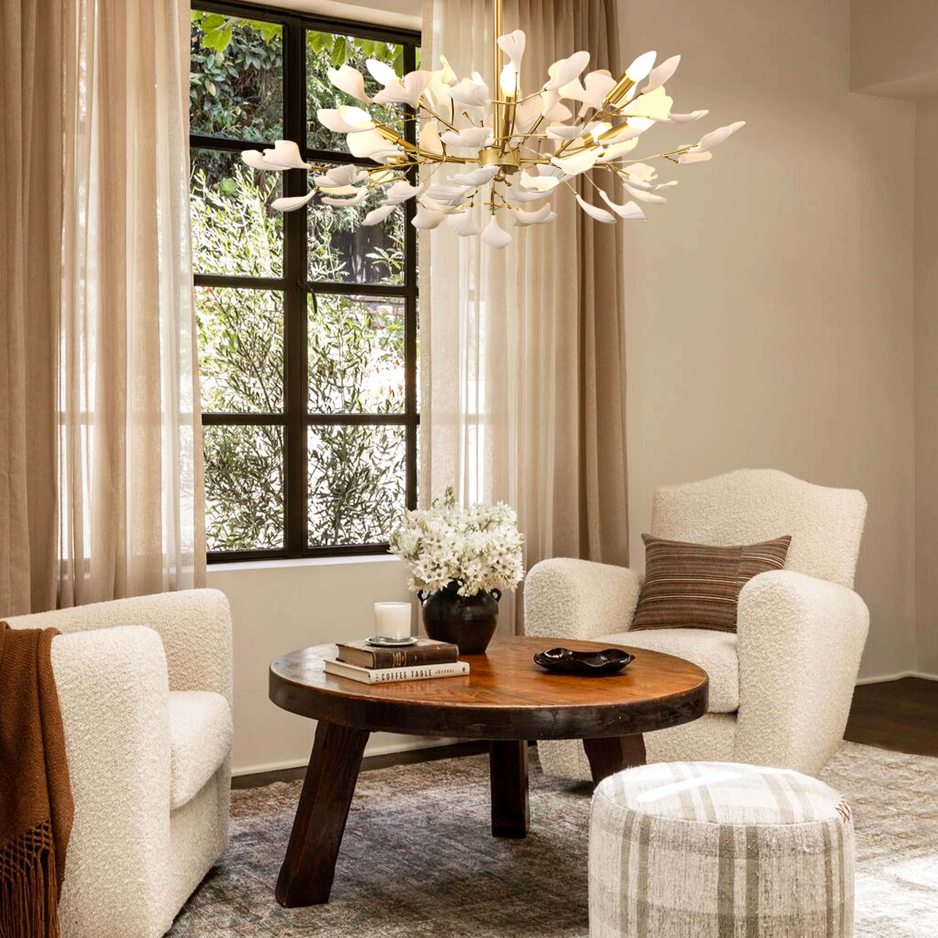 Twilight Branches Ceramic Ginkgo Chandelier 41.3"D