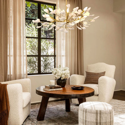 Twilight Branches Ceramic Ginkgo Chandelier 25.6"D