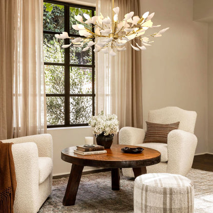 Twilight Branches Ceramic Ginkgo Chandelier 25.6'' D