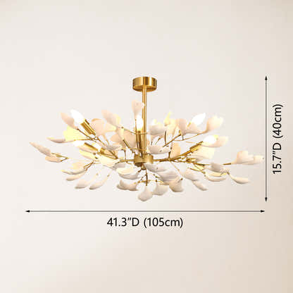 Twilight Branches Ceramic Ginkgo Chandelier 41.3"D
