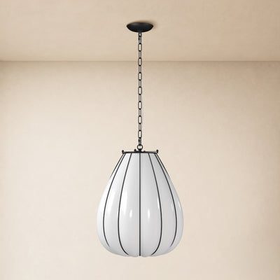 Caelvori Glass Ribbed Lantern Pendant 13" 17"D 
