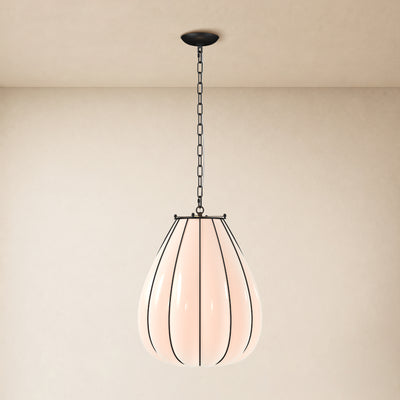 Caelvori Glass Ribbed Lantern Pendant 13" 17"D 