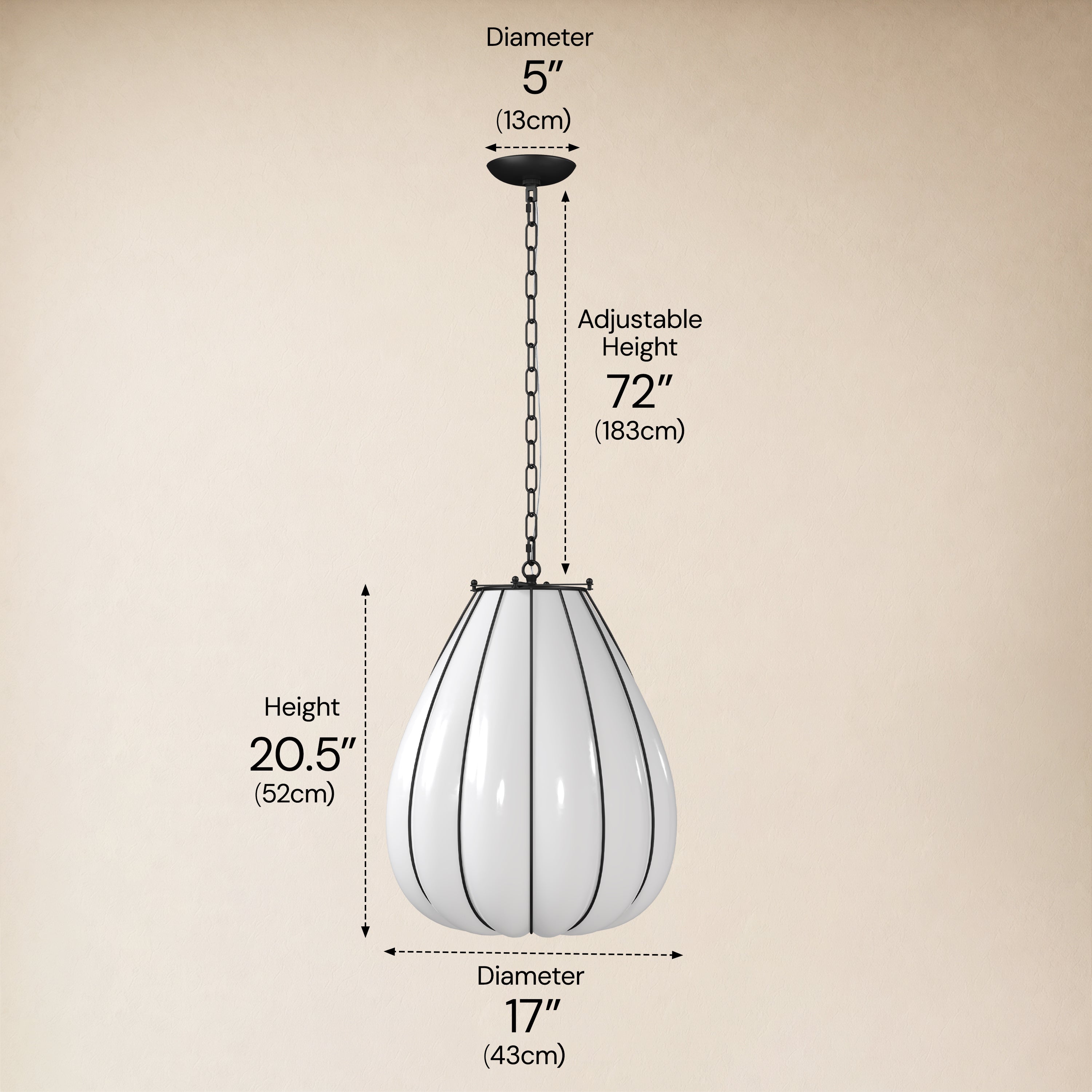 Caelvori Glass Ribbed Lantern Pendant 13" 17"D 