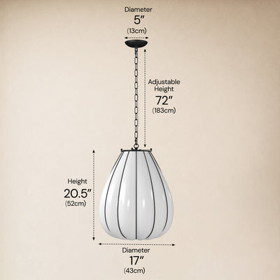 Caelvori Glass Ribbed Lantern Pendant 13" 17"D 