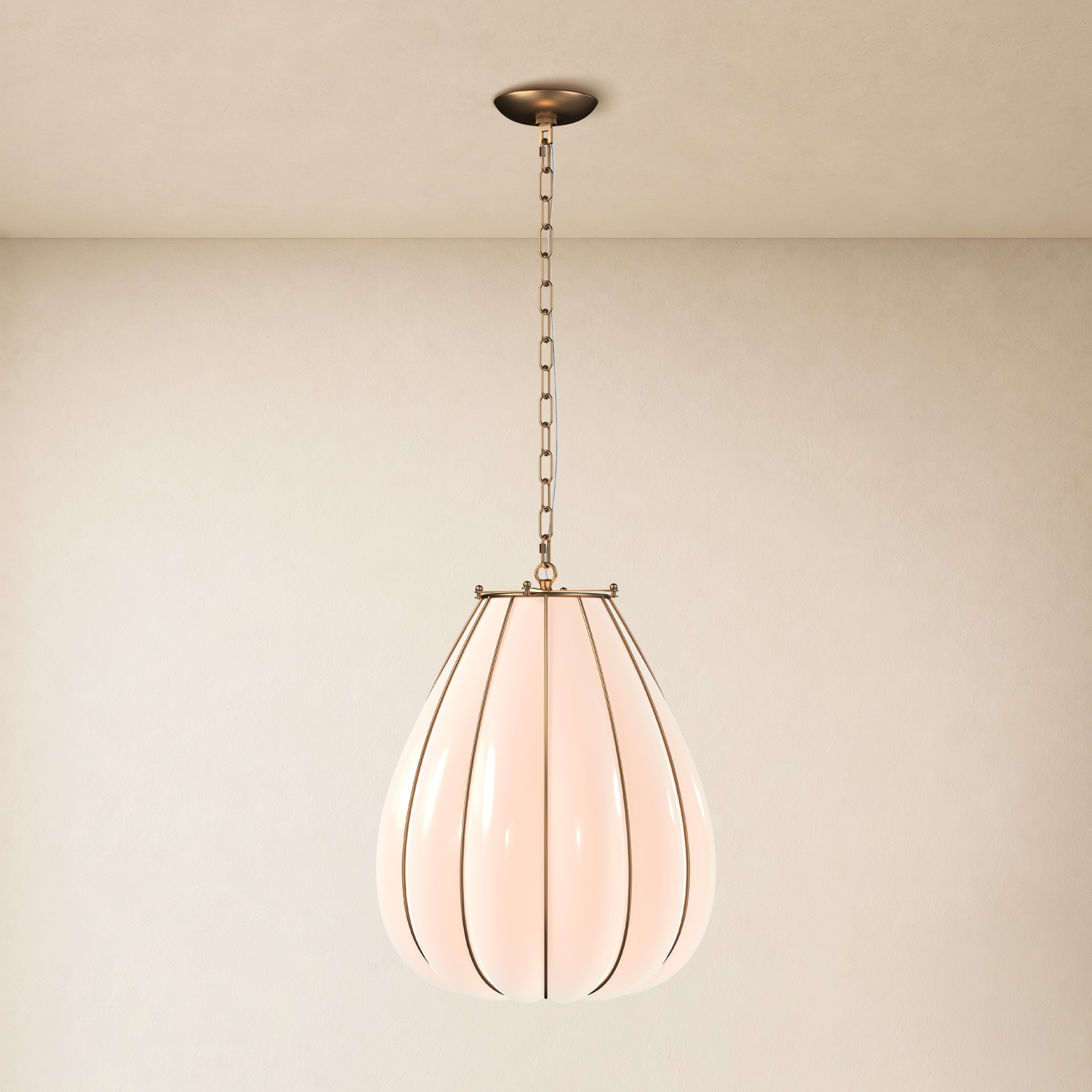 Caelvori Glass Ribbed Lantern Pendant 13" 17"D 