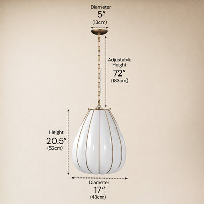 Caelvori Glass Ribbed Lantern Pendant 13" 17"D 