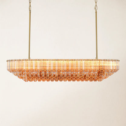 Ethereal Radiance Crystal Rectangular Chandelier 43"L