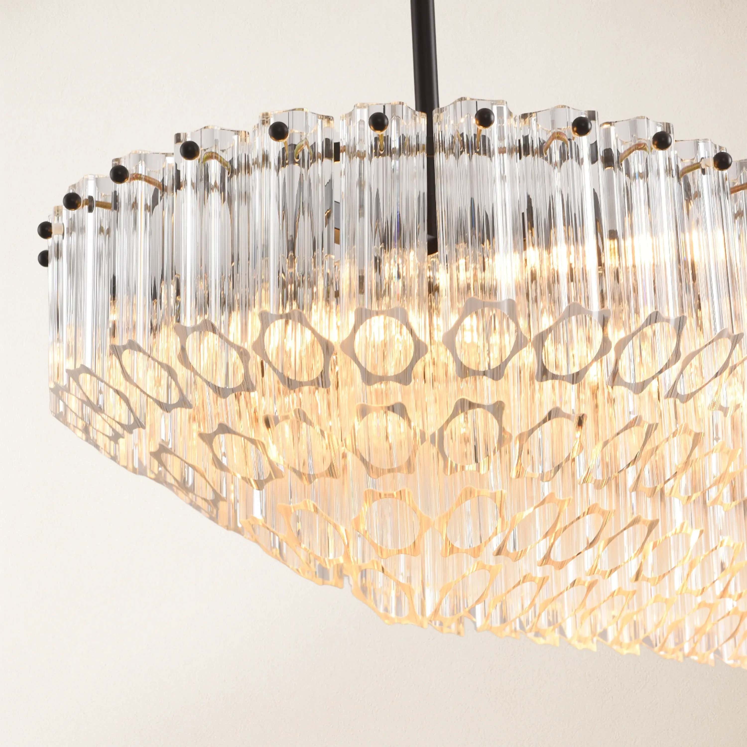 Ethereal Radiance Crystal Rectangular Chandelier 43"L