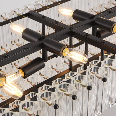 Ethereal Radiance Crystal Rectangular Chandelier 43"L