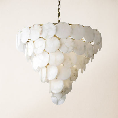 Egwent Alabaster Dish Magnolia Multi-Tiered Round Chandelier 43"D