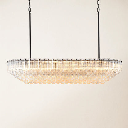 Ethereal Radiance Crystal Rectangular Chandelier 43"L