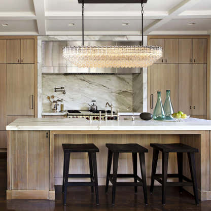 Ethereal Radiance Crystal Rectangular Chandelier 43"L