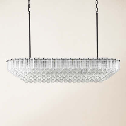 Ethereal Radiance Crystal Rectangular Chandelier 43"L